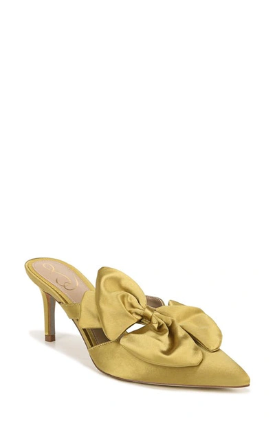 Sam Edelman Veranda Mule Pump Dark Pear Satin In Yellow