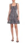 Staud Wells Dotted Sleeveless Fit & Flare Mini Dress In Black Wavy Dot