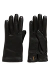 Saint Laurent Ysl Vintage-style Slit Gloves In 1080 Black Gold