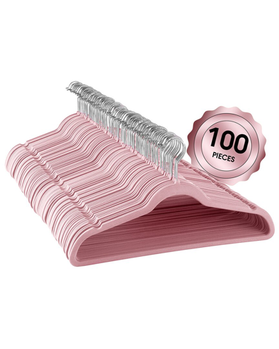 ELAMA HOME ELAMA HOME 100PC VELVET FELT HANGERS WITH SWIVEL HOOKS