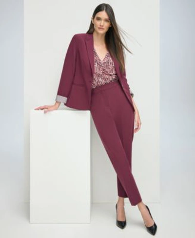 Tommy Hilfiger Womens One Button Blazer Faux Wrap Top Slim Leg Ankle Pants In Winetasting