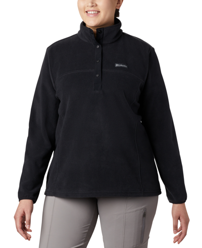 Columbia Plus Size Benton Springs Mock-neck Contrast-trim Jacket In Black