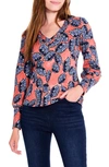 Nic + Zoe Amber Blues V-neck Blouse In Blue Multi