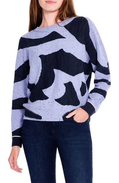 Nic + Zoe Dusk Days Intarsia Cardigan In Blue Multi