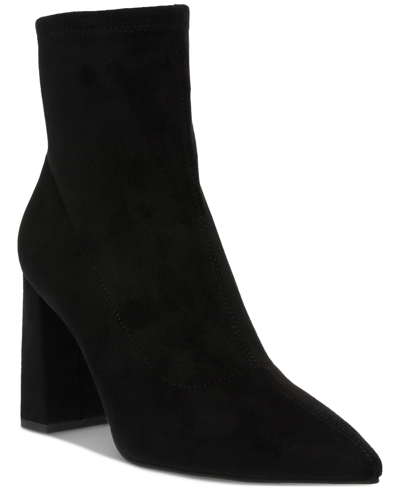 Wild Pair Iloise Pointed-toe Block-heel Dress Booties, Created For Macy's In Black Micro