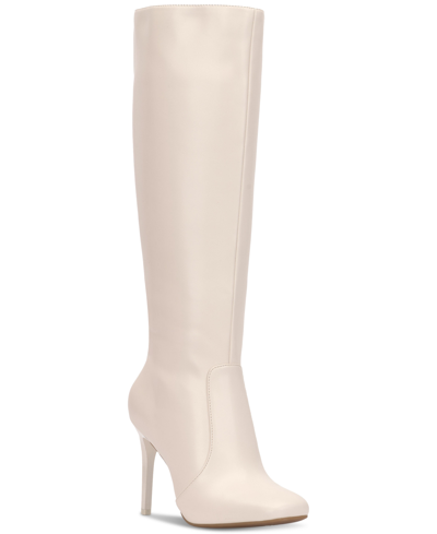 I.n.c. International Concepts Women's Videl Knee High Dress Boots, Created For Macy's In Off White Smooth