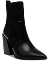 Wild Pair Trinityy Pointed-toe Pull-on Knit Dress Booties, Created For Macy's In Black Smooth