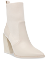 Wild Pair Trinityy Pointed-toe Pull-on Knit Dress Booties, Created For Macy's In Bone Smooth