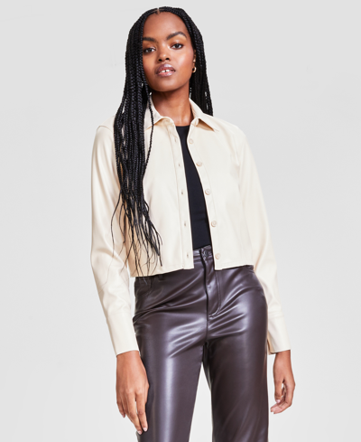 Bar Iii Women's Cropped Faux-leather Jacket, Created For Macy's In Brazilian Sand