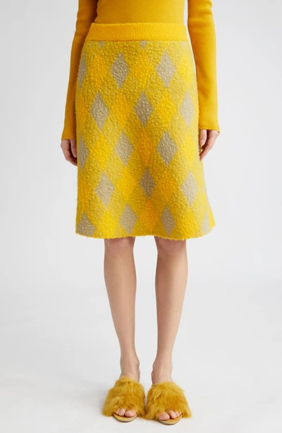 Burberry Check-plaid Brushed Skirt In Yellow