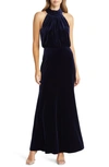 Eliza J Mock Neck Blouson Gown In Navy
