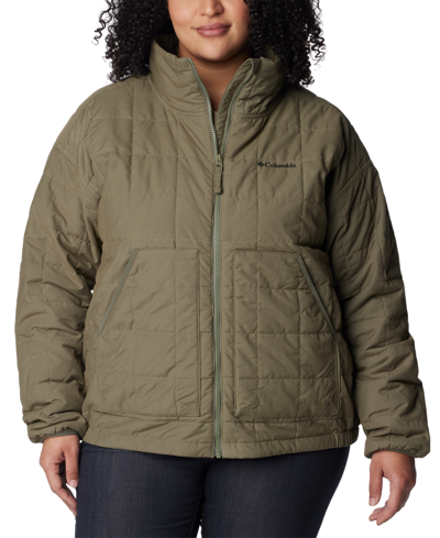 Columbia Plus Size Chatfield Hill Ii Quilted Jacket In Stone Green