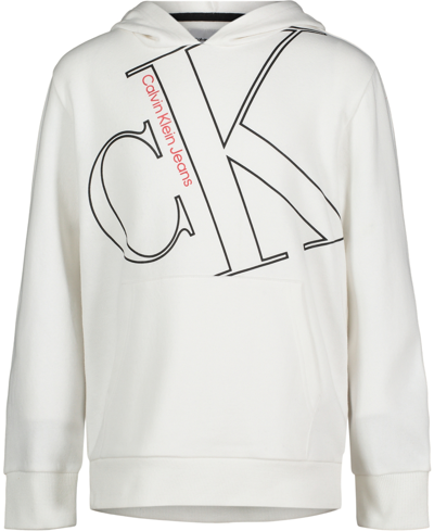 Calvin Klein Kids' Big Boys Tilted Ck Pullover Hoodie In White