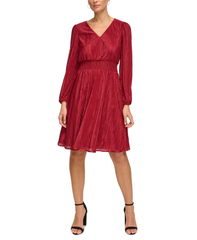 Kensie V-neck Dress In Burgundy