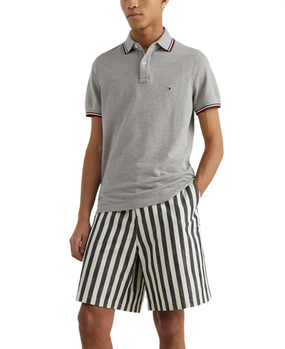 Tommy Hilfiger Men's Flex Poplin Regular-fit Short-sleeve Shirt In Medium Grey Heather