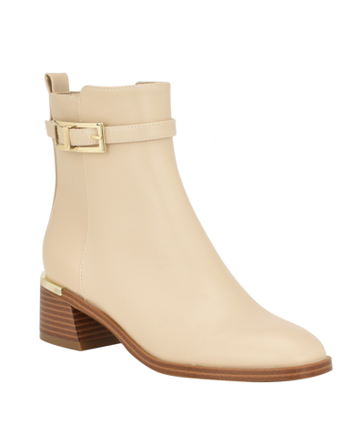 Calvin Klein Women's Jallis Block Heel Dress Booties Women's Shoes In Light Natural