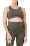 Ripe Maternity Tempo Stretch Nylon Maternity Crop Top In Khaki