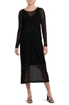 RIPE MATERNITY LEO FLOCKED LONG SLEEVE MATERNITY/NURSING DRESS