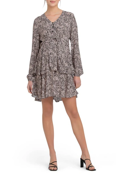 Ripe Maternity Florence Nursing Layered Dress Black/dusty Pink In Black / Dusty Pink