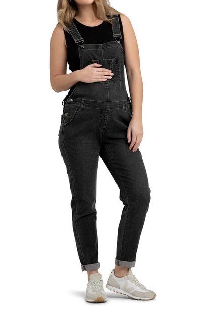 Ripe Maternity Denim Dungarees In Black