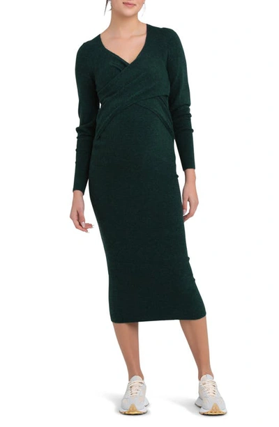 Ripe Maternity Heidi Cross Front Nursing Knit Dress Forest