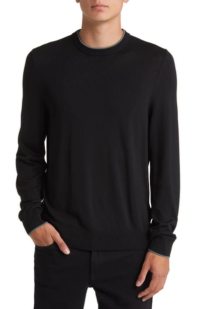 Hugo Boss Pacas Knit Crewneck Sweater In Black