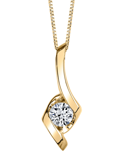 Sirena Diamond Solitaire Swirl 18" Pendant Necklace (3/8 Ct. T.w.) In 14k Gold In Yellow Gold