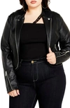 CITY CHIC CITY CHIC FAUX LEATHER CROP BIKER JACKET