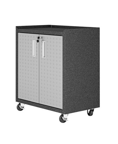 Manhattan Comfort Fortress 31.5" Steel Mobile Garage Cabinet With Shelves In Gray