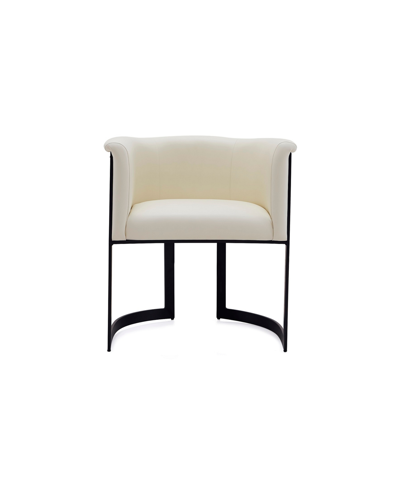 Manhattan Comfort Corso 26.38" Faux Leather Upholstered Metal Dining Chair In Cream