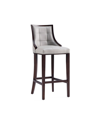 Manhattan Comfort Fifth Avenue 19" L Beech Wood Faux Leather Upholstered Barstool In Light Gray