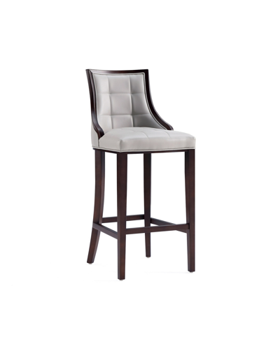 Manhattan Comfort Fifth Avenue 19" L Beech Wood Faux Leather Upholstered Barstool In Light Gray