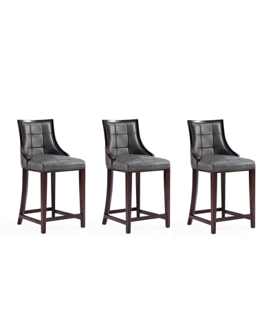 Manhattan Comfort Fifth Ave Counter Stool, Set Of 3 In Pebble Gray