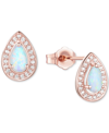 Macy's Amethyst (5/8 Ct. T.w.) & Lab-grown White Sapphire (1/6 Ct. T.w.) Pear Halo Stud Earrings In Sterlin In Opal