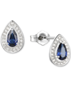 Macy's Amethyst (5/8 Ct. T.w.) & Lab-grown White Sapphire (1/6 Ct. T.w.) Pear Halo Stud Earrings In Sterlin In Sapphire