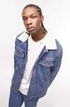 Topman Denim Outerwear In Mid Wash