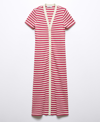 Mango Striped Jersey Dress Fuchsia In Fuchsia