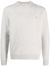 Maison Kitsuné Fox-patch Wool Jumper In Grey
