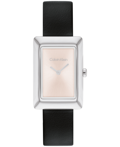 Calvin Klein Women's Two Hand Black Leather Strap Watch 22.5mm