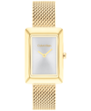Calvin Klein Women's Two Hand Gold-tone Stainless Steel Mesh Bracelet Watch 22.5mm In Gold