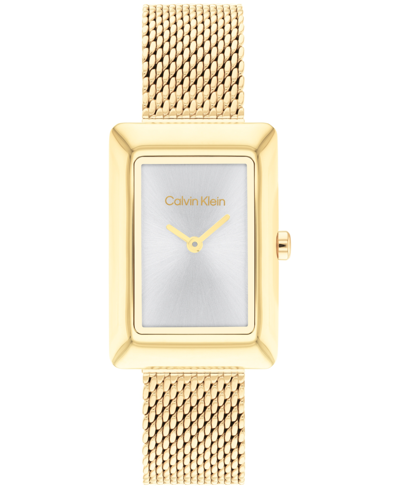 Calvin Klein Women's Two Hand Gold-tone Stainless Steel Mesh Bracelet Watch 22.5mm