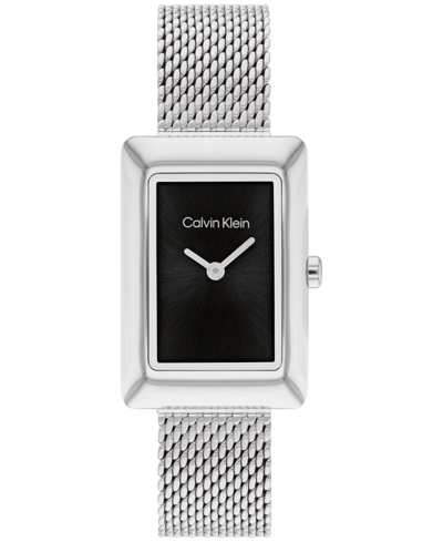 Calvin Klein Women's Two Hand Silver Stainless Steel Mesh Bracelet Watch 22.5mm