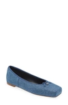 Alexander Wang Billie Crystal-embellished Denim Ballet Flats In Blue