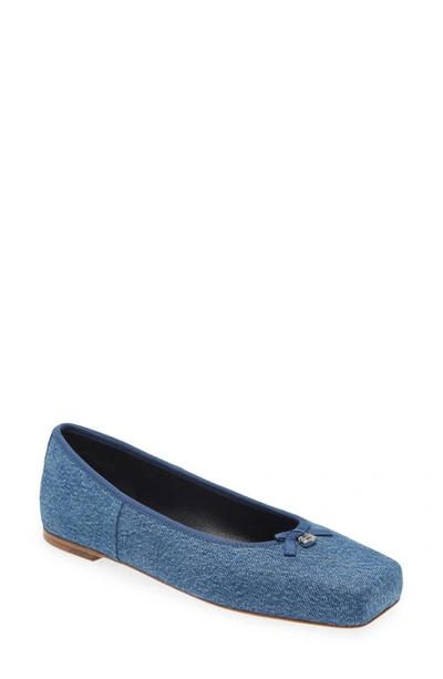 Alexander Wang Billie Crystal-embellished Denim Ballet Flats In Vintage Light Indigo