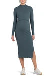 Ripe Maternity Nella Rib Nursing Knit Dress Teal