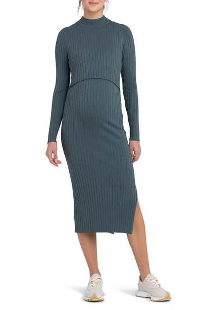 Ripe Maternity Nella Rib Nursing Knit Dress Teal