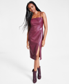 BAR III WOMEN'S FAUX-LEATHER SQUARE-NECK SLEEVELESS DRESS, CREATED FOR MACY'S