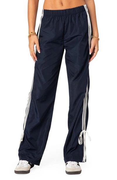 Edikted Remy Tie Detail Track Pants In Navy