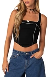 Edikted Sailor Piped Corset Tank In Black