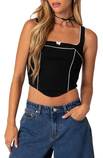 Edikted Sailor Piped Corset Tank In Black